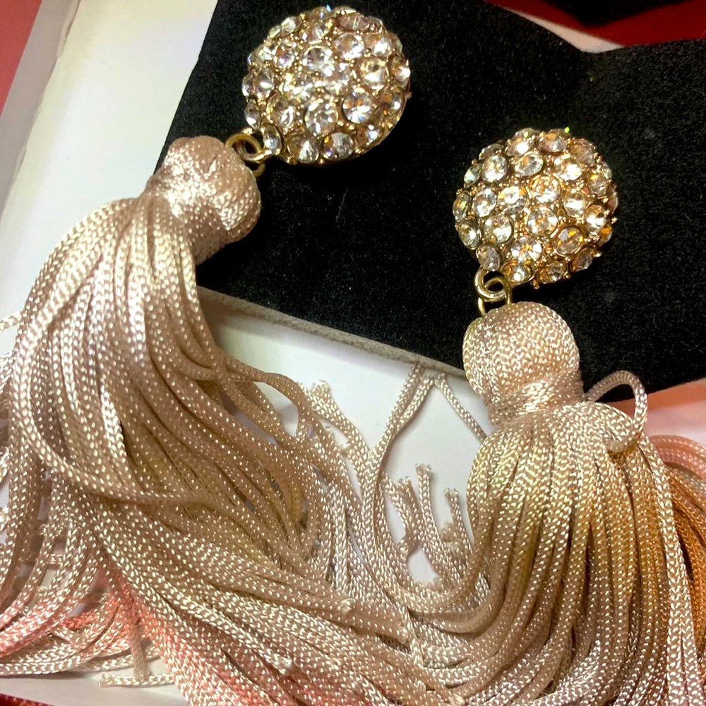 Diamond fringe dangle earrings